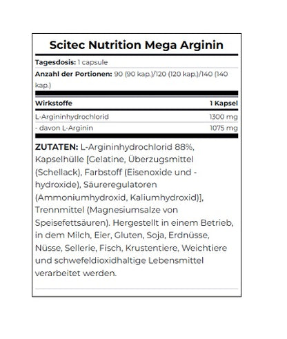 Scitec Mega Arginine 90 Kapsel